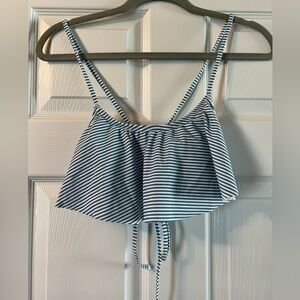 Blue & white bathing suit top. Size medium.